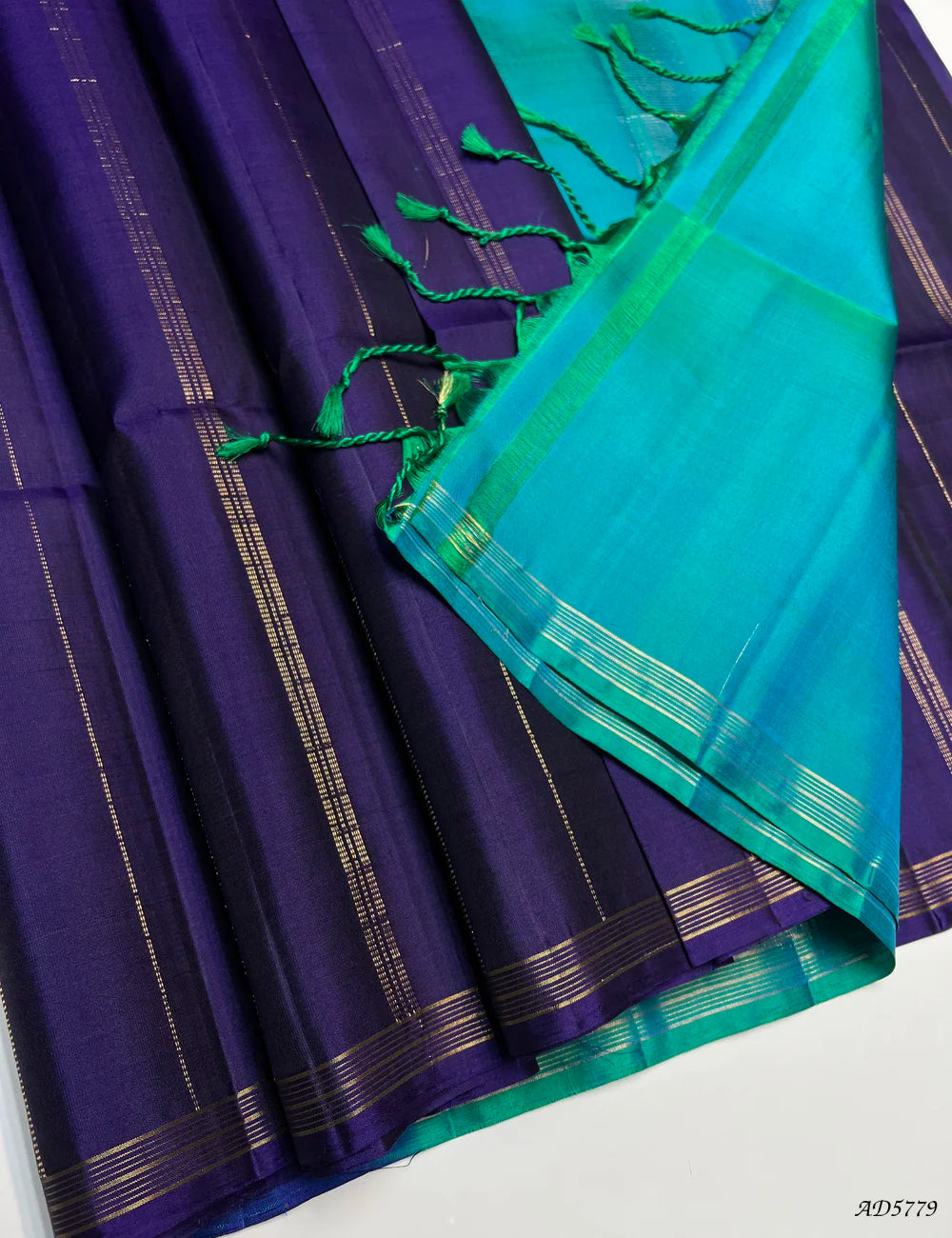 Purple & Green - Fancy Bhutta Soft Silk Saree Pallu View