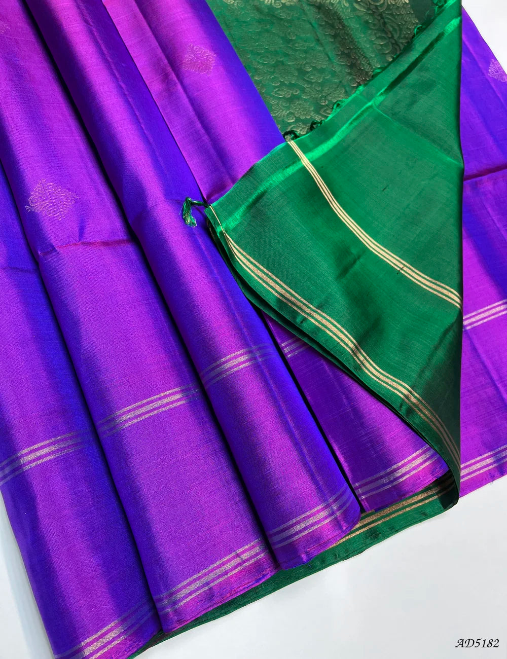 Purple & Green -  Soft Silk Saree Pallu View