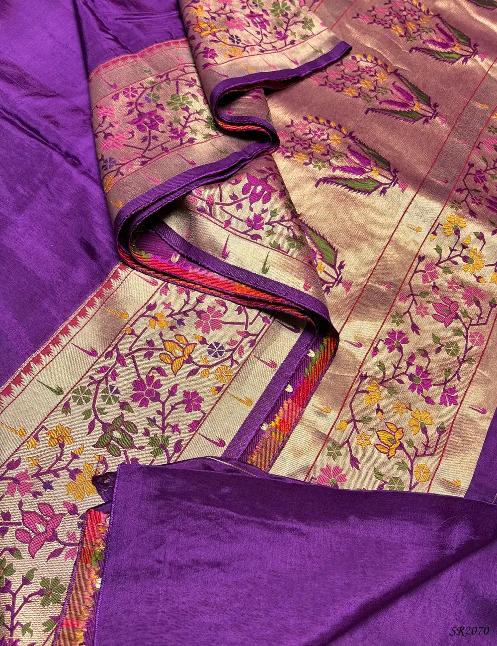 Purple - Paithani Silk Saree -