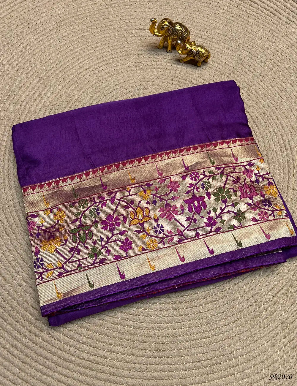 Purple - Paithani Silk Saree Front View