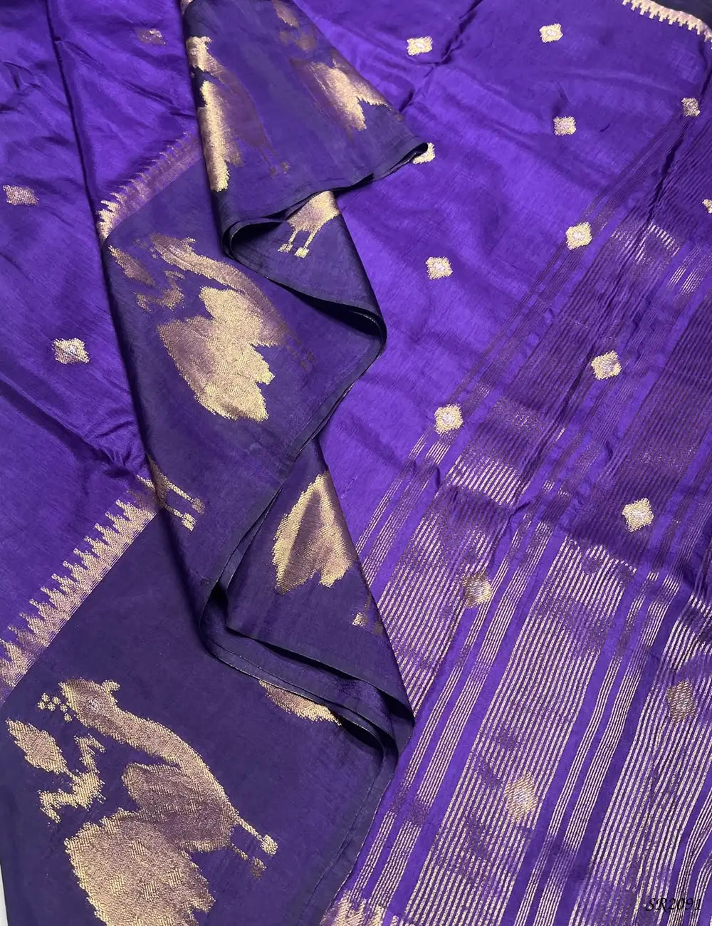 Purple - Viscose Crepe Saree -