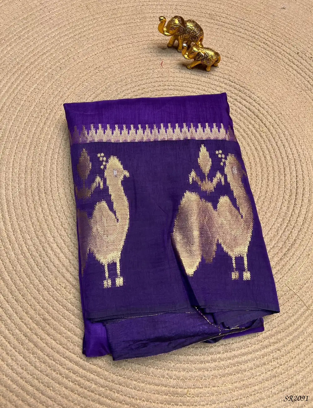 Purple - Viscose Crepe Saree Front View