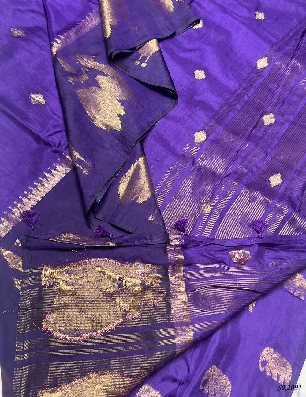 Purple - Viscose Crepe Saree Pallu View