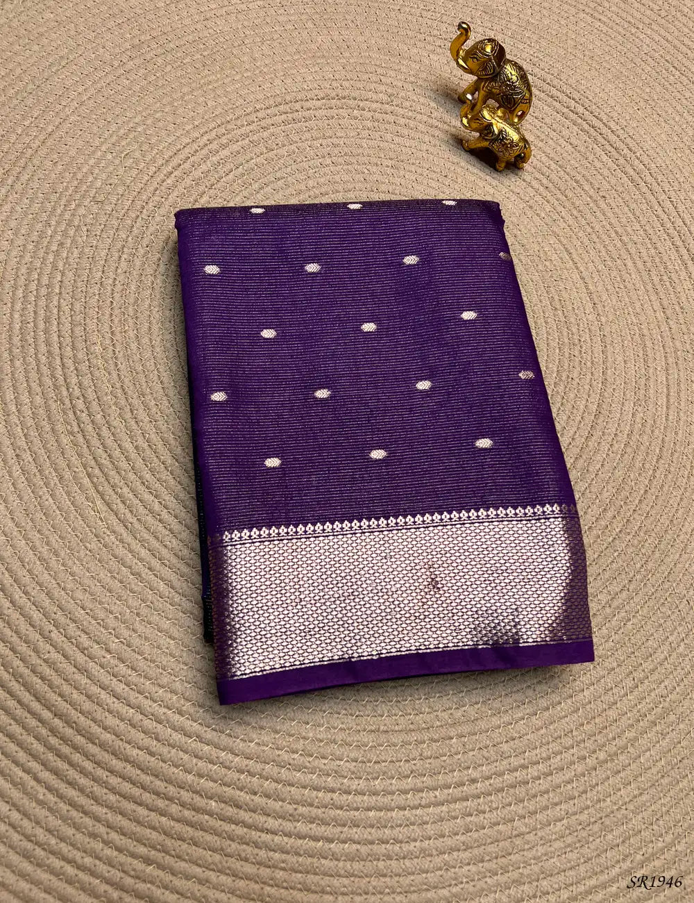 Purple - Viscose Saree Front View