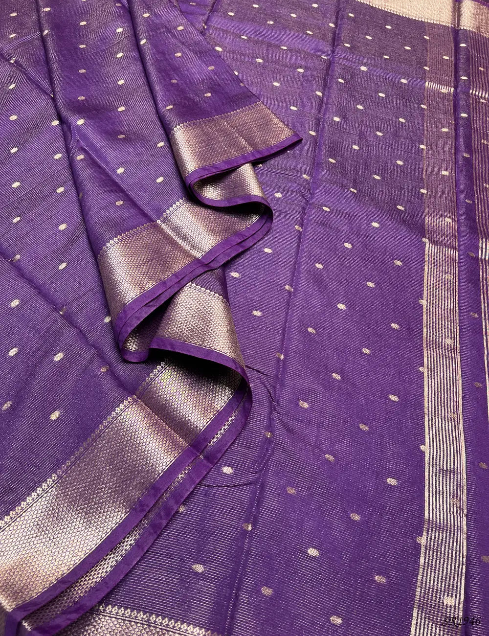Purple - Viscose Saree Pallu View