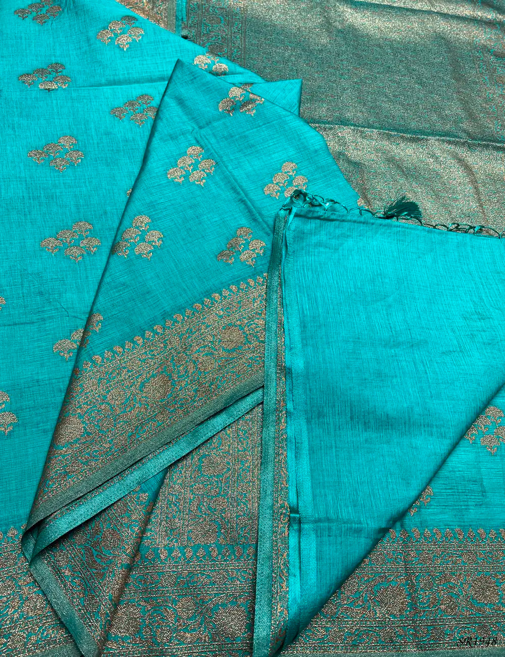 Rama Green - Semi Raw Silk Saree -