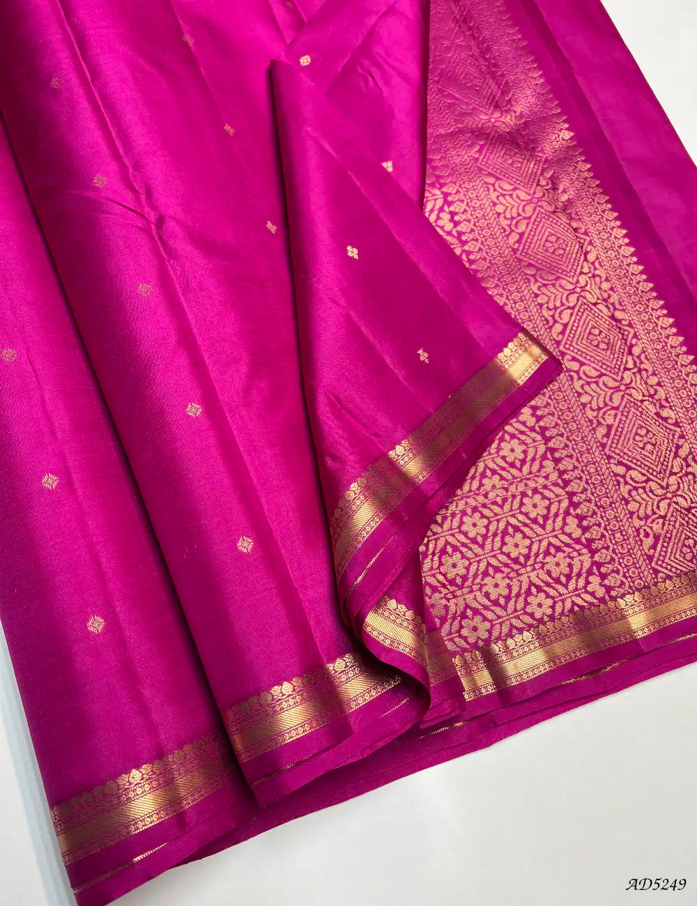 Rani Pink - Kanchi Border Soft Silk Saree Front View