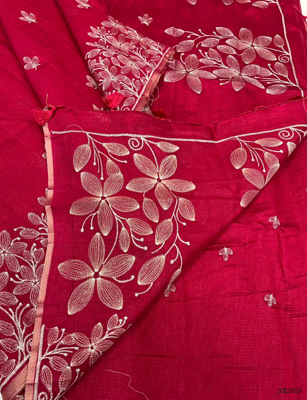 Rani PInk - Kota With Embroidery Saree -