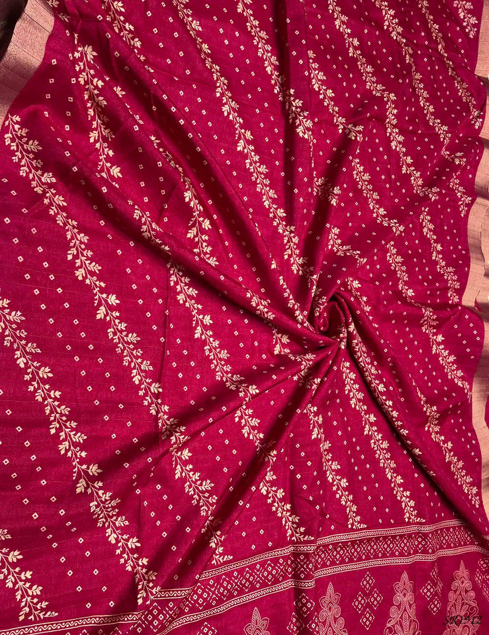 Rani Pink - Matka Saree Front View