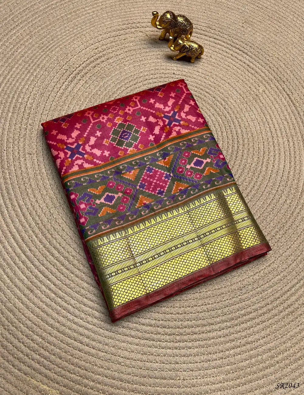 Rani Pink - Semi Patola Saree Front View