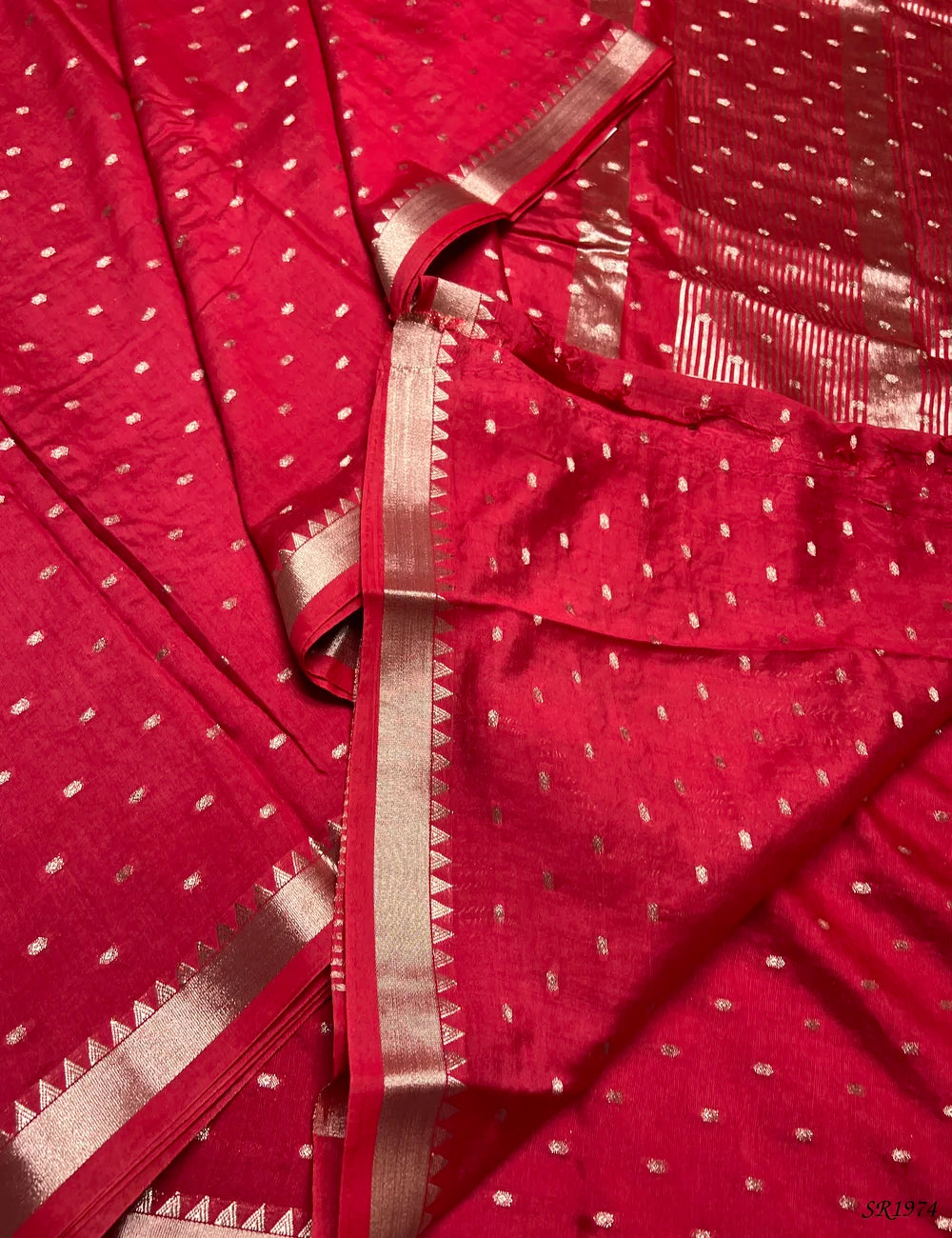 Red - Mysore Crepe Saree -