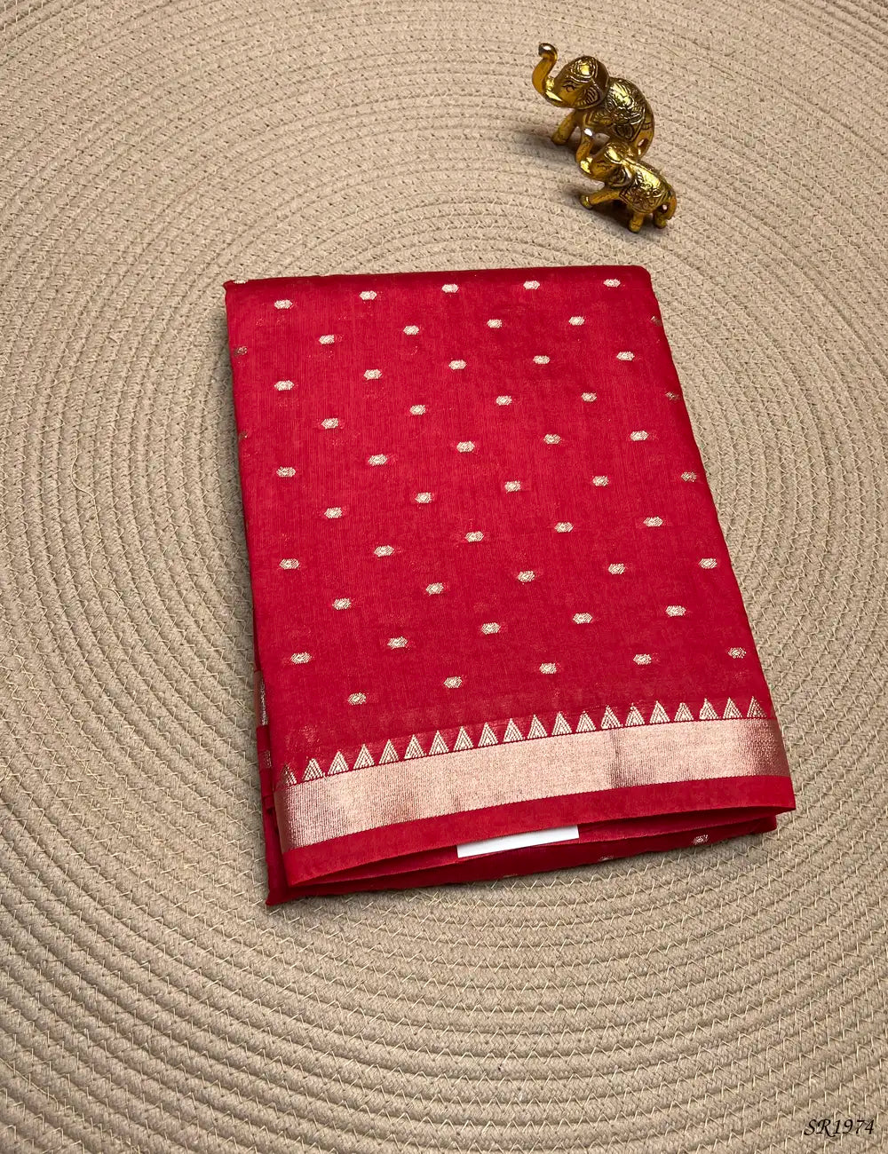 Red - Mysore Crepe Saree Front View