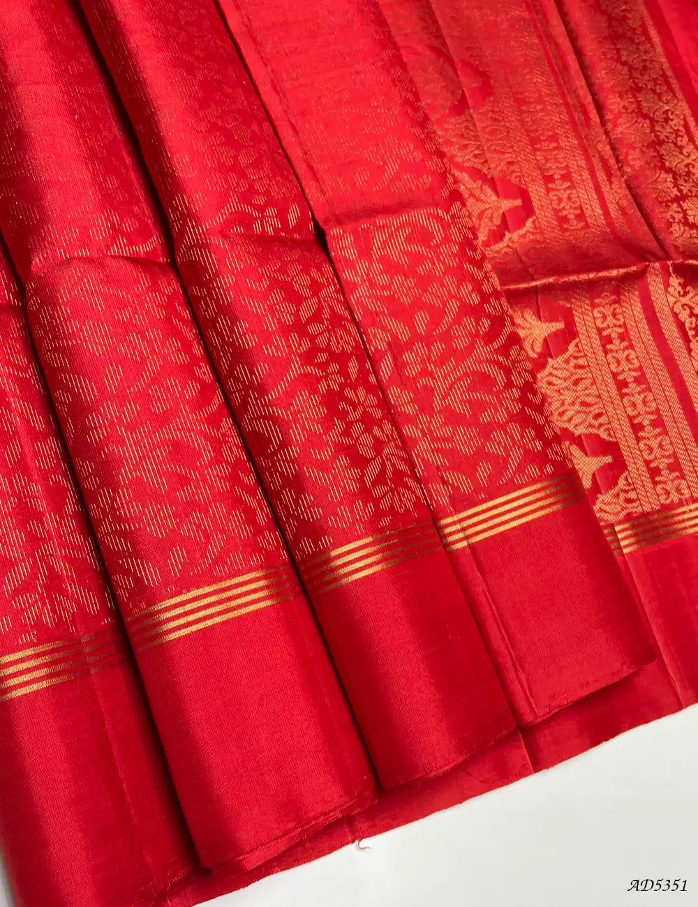 Red - Soft Silk Bridal Saree Front View