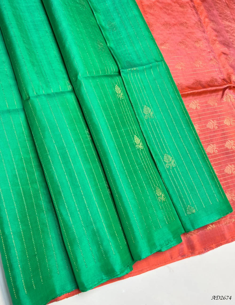 Rexona & Peach - Soft Silk Saree Front View
