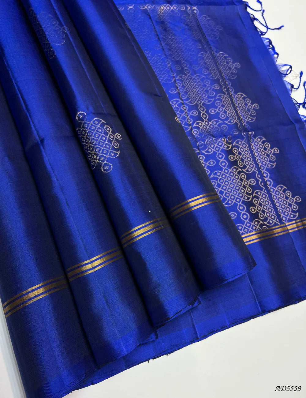 Royal Blue - Kolam Soft Silk Saree Front View