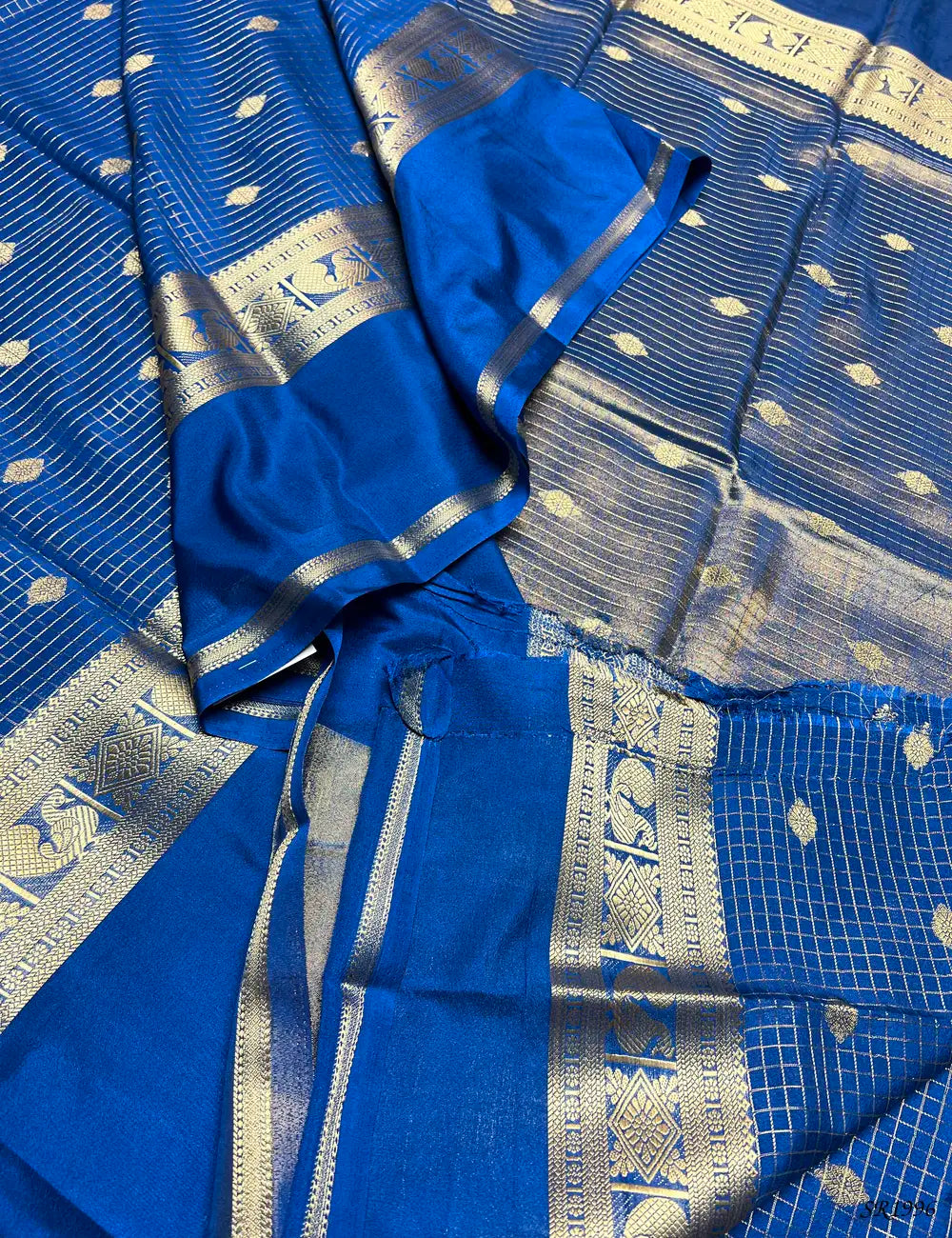 Sulphate Blue - Mysore Crepe Saree -