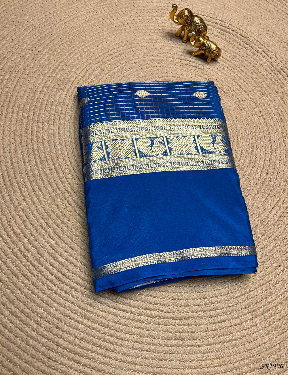 Sulphate Blue - Mysore Crepe Saree Front View