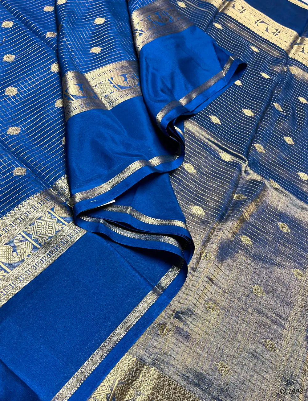 Sulphate Blue - Mysore Crepe Saree Pallu View