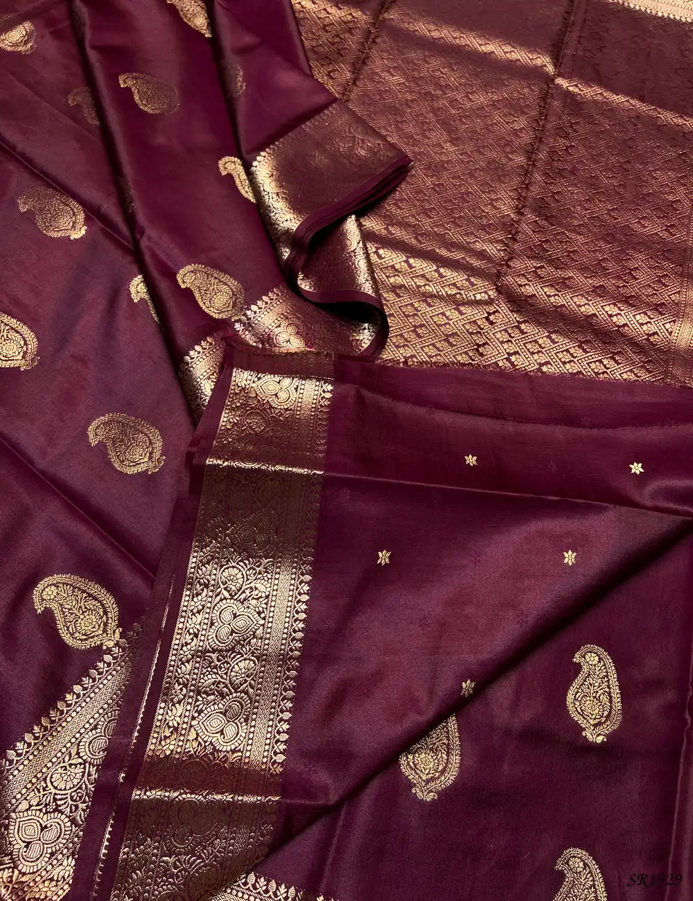 Vintage Maroon - Semi Banaras Saree -
