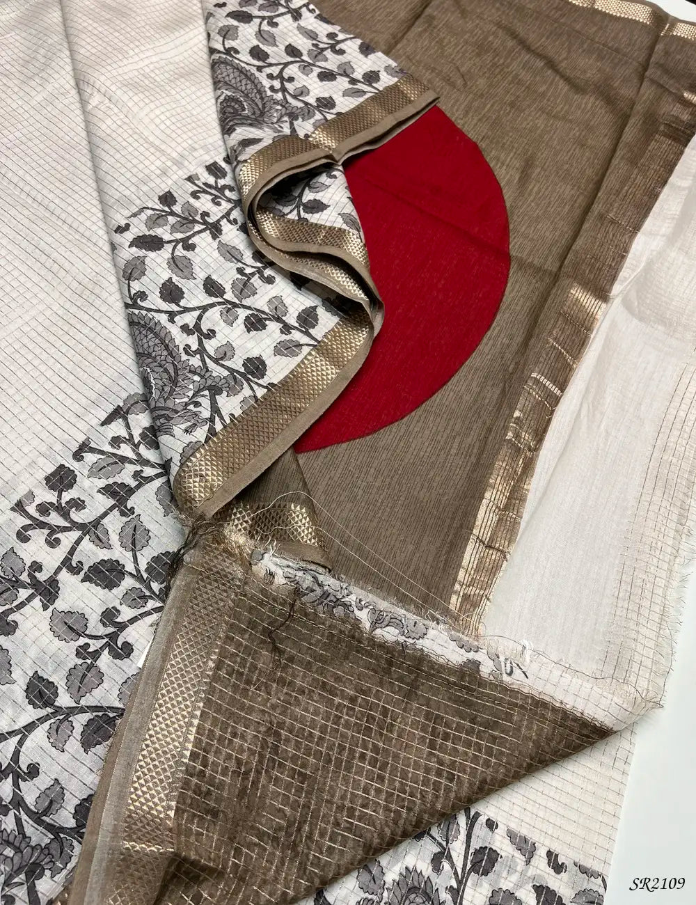 White - Assam Silk Saree -