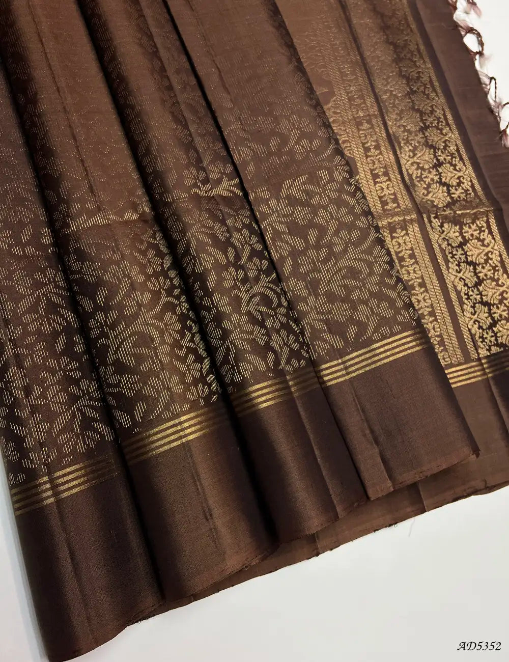 Wooden Brown - Soft Silk Bridal Saree Front View