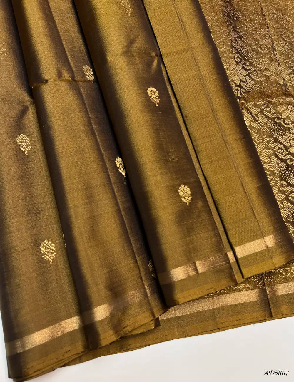 Wooden brown - Soft Silk Saree Front View