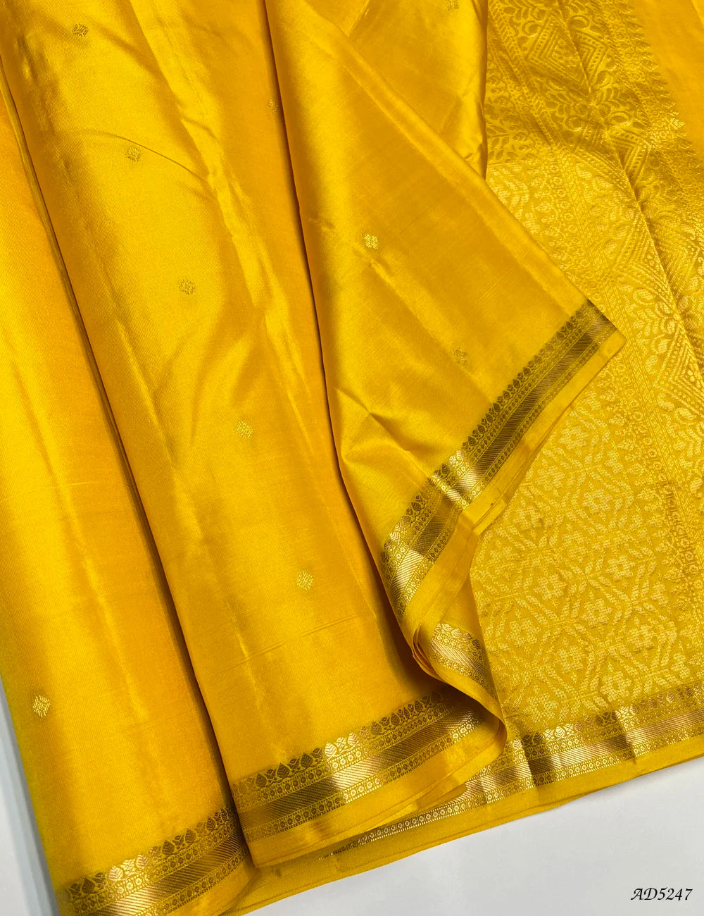 Yellow  - Kanchi Border Soft Silk Saree Front View