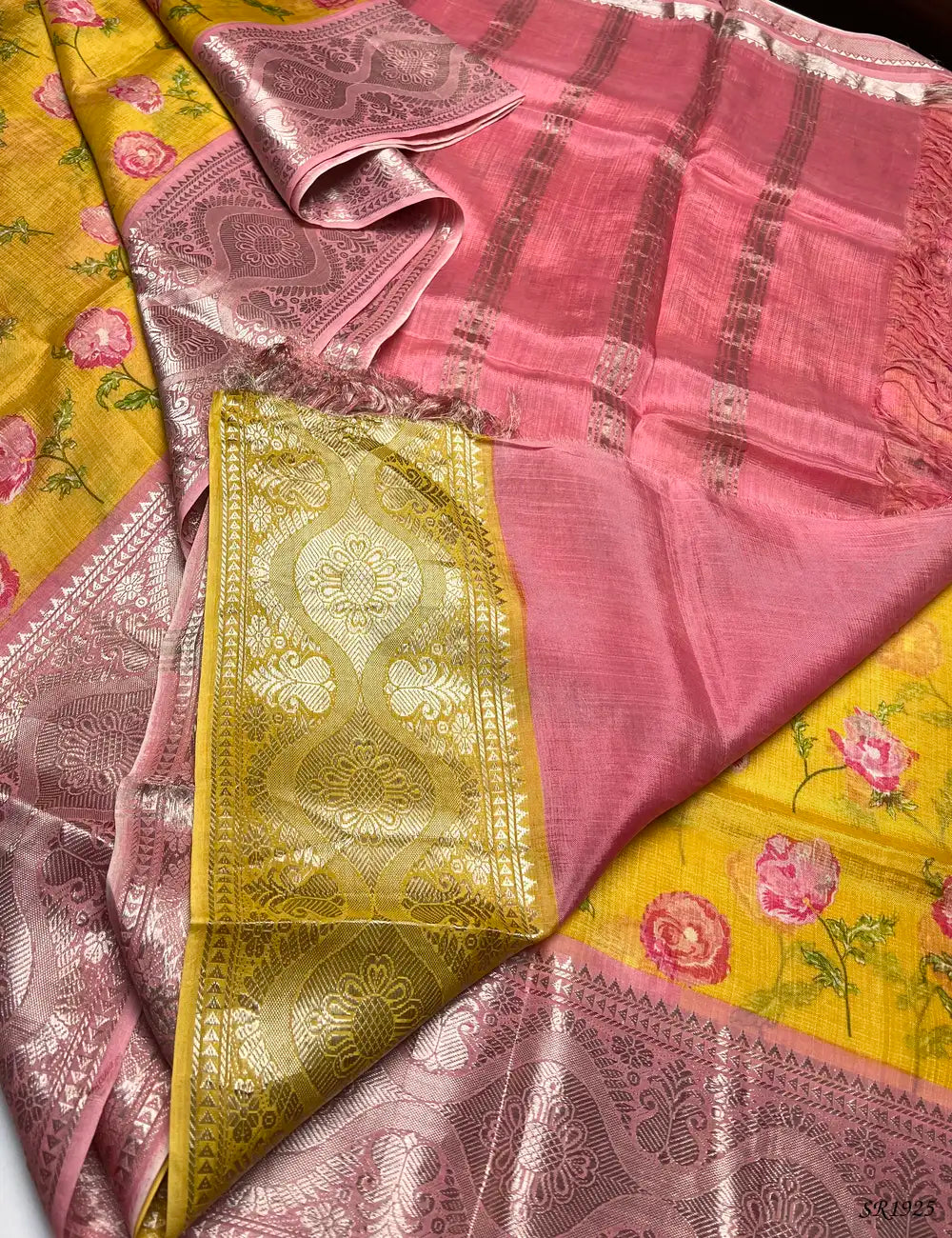 Yellow - Mangalagiri Silk Saree -