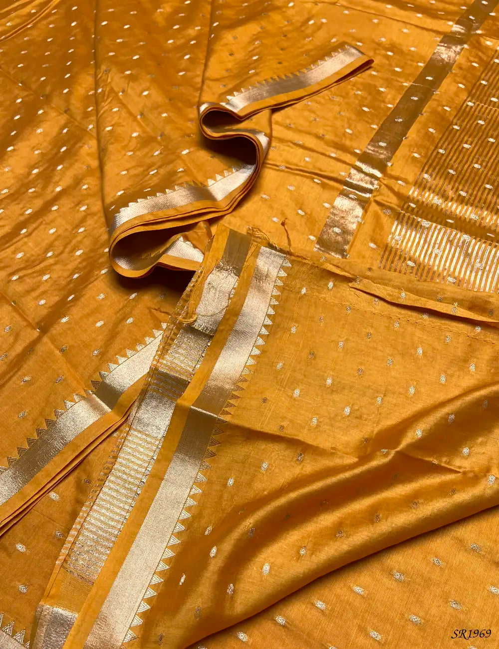 Yellow - Mysore Crepe Saree -