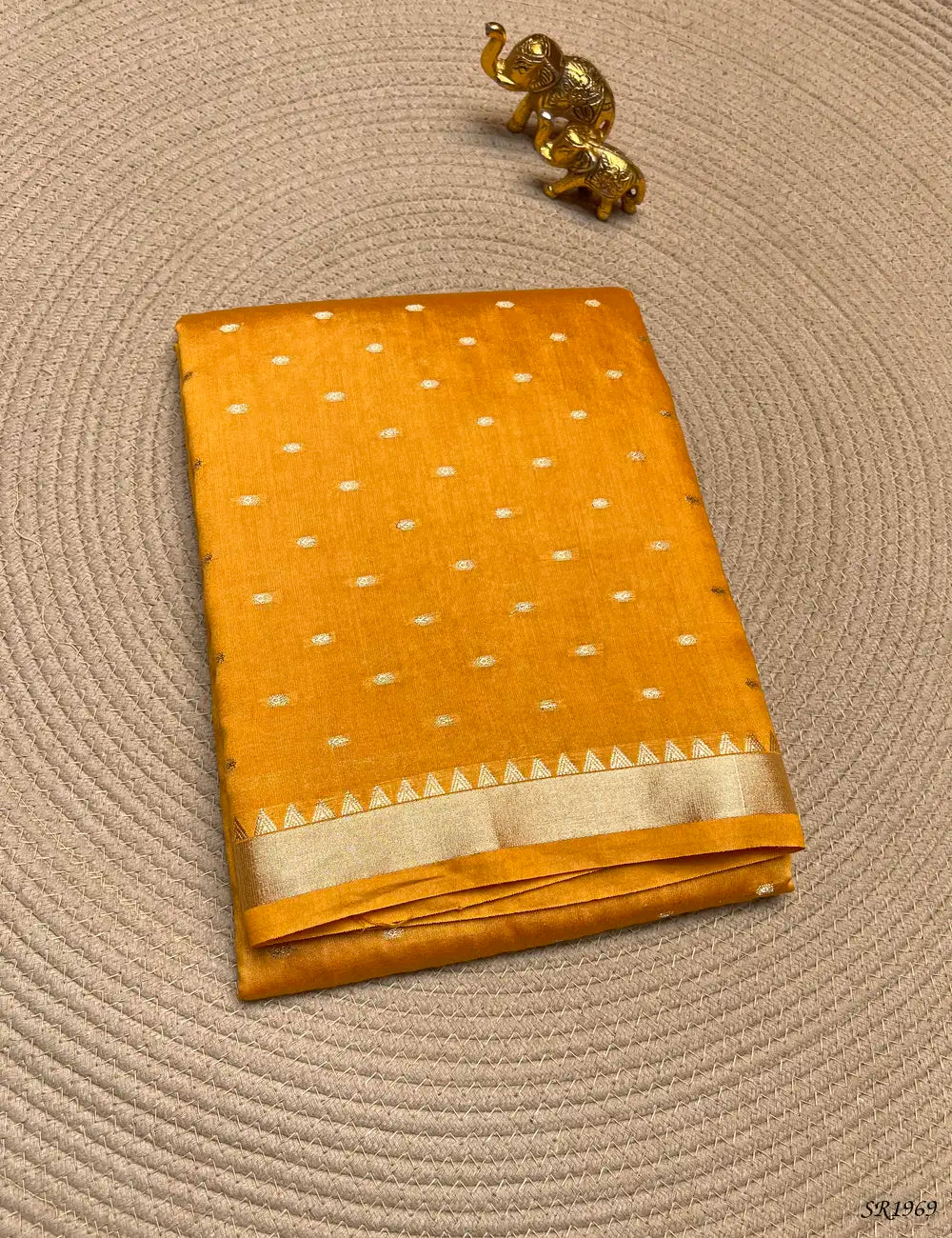 Yellow - Mysore Crepe Saree Front View