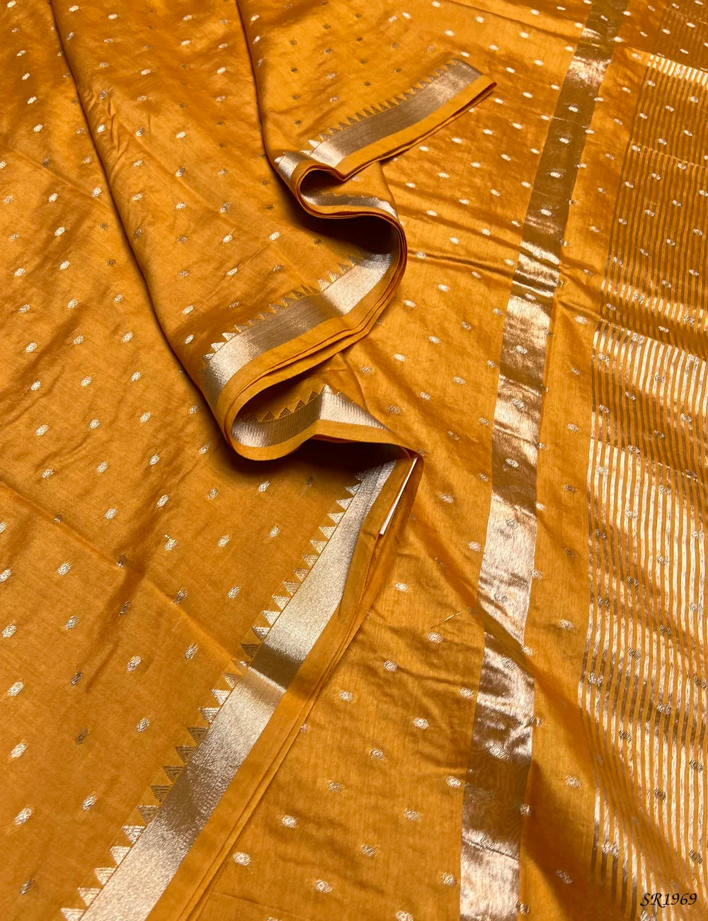 Yellow - Mysore Crepe Saree Pallu View