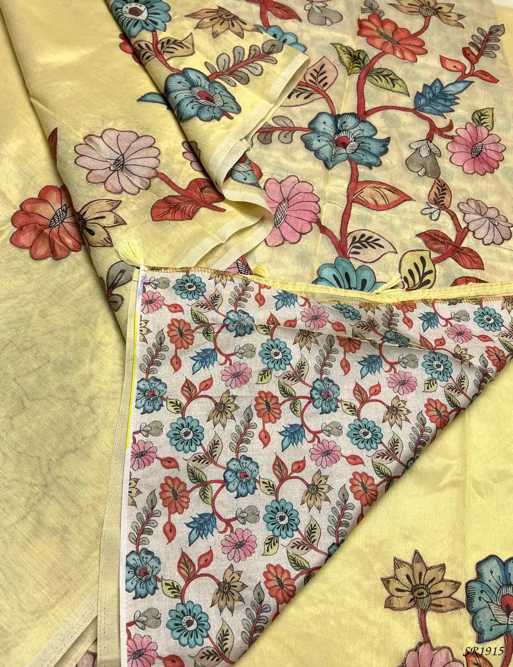 Yellow - Semi Tissue Saree -