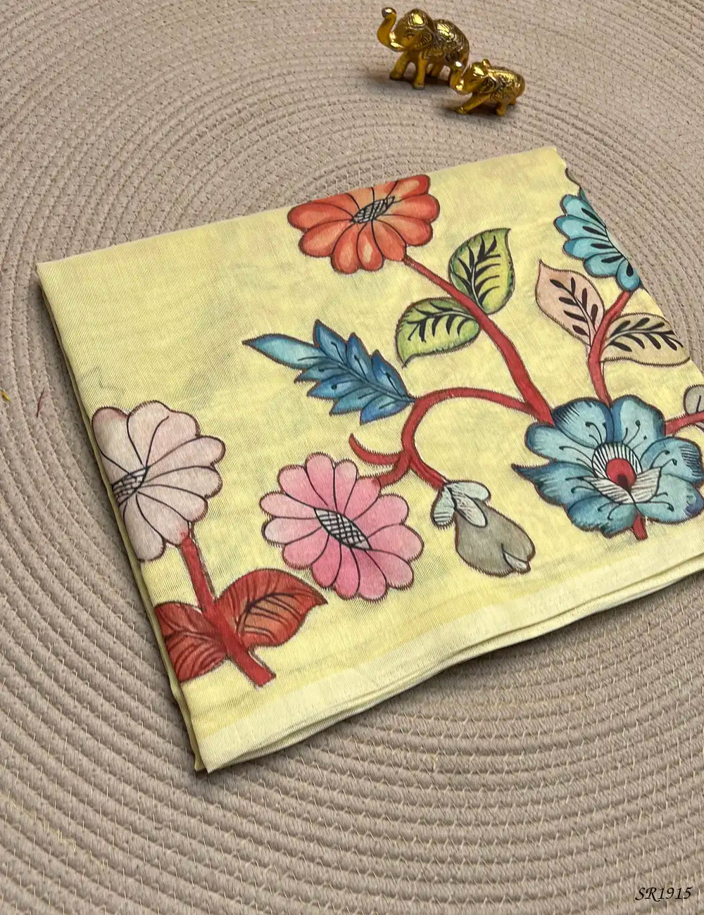 Yellow - Semi Tissue Saree Front View