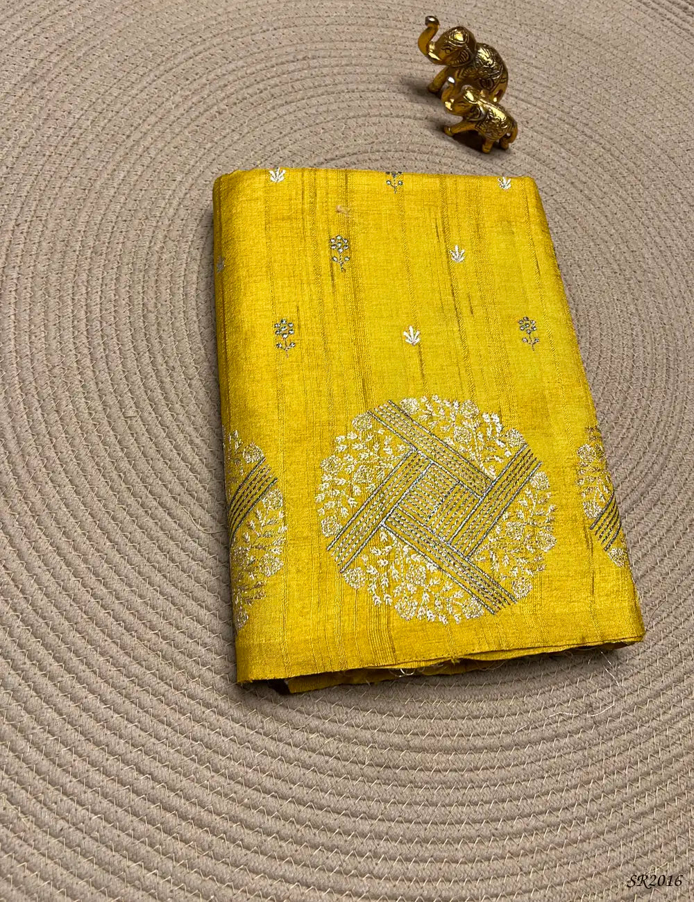 Yellow - Semi Tussar Saree Front View