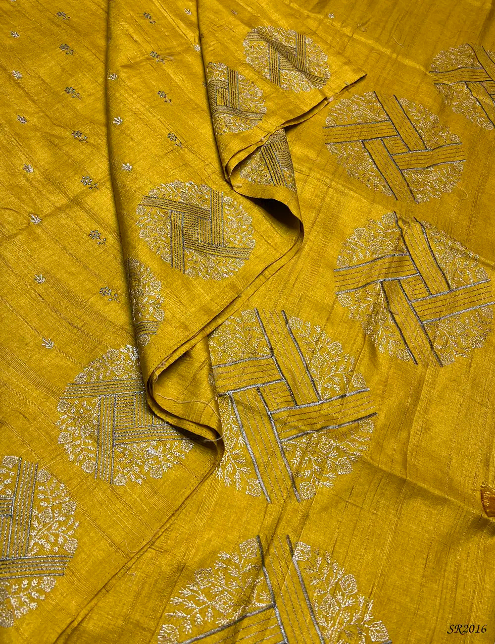 Yellow - Semi Tussar Saree Pallu View