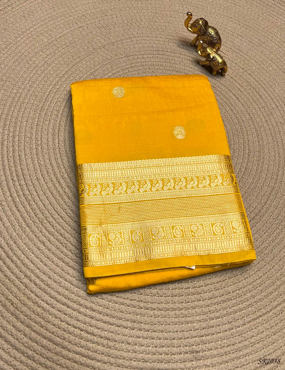 Yellow - Viscose Saree Front View